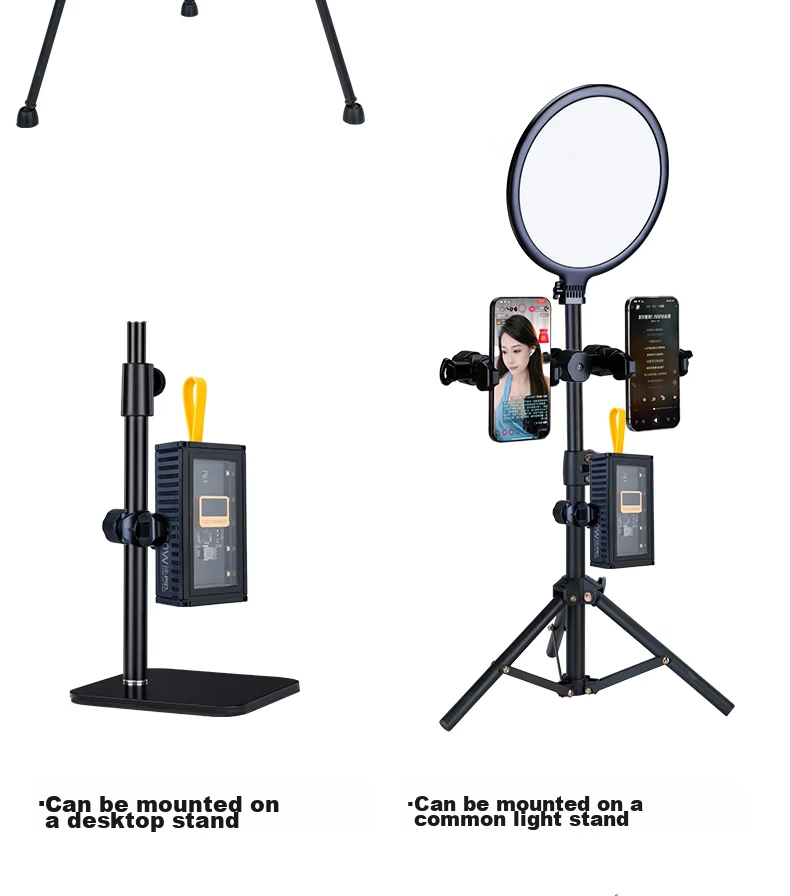 YUNTENG Live Streaming Clamp Tube Phone Holder Expansion Accessories Power Bank Mobile Power Fixed Bracket Multi-Position Tray Extension Accessories Outdoor Photography Dual-Device Additional Clamp 9