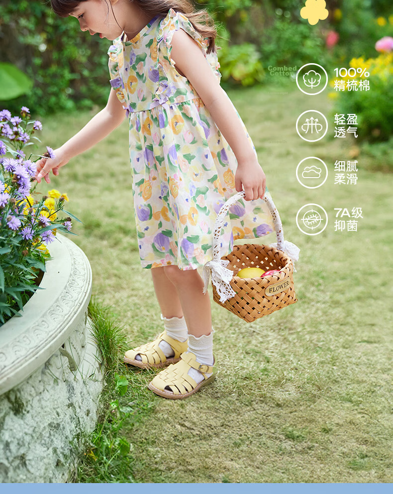 JELLYBABY French Series 2026 Summer New Children's Dress Girls' Floral Sleeveless Princess Dress 5