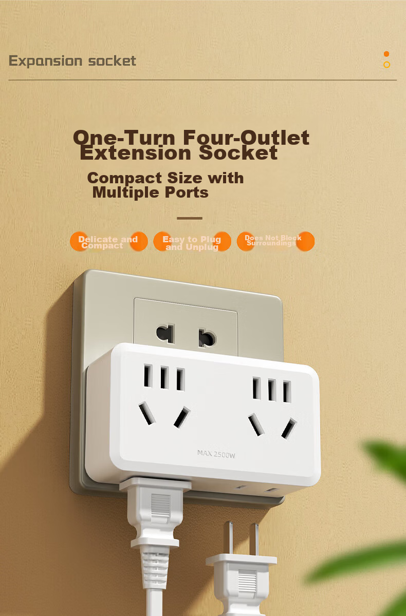 Cici Model 86 Wall Adapter Plug/Socket/Power Converter/Wireless Adapter/One-to-Multiple Plug/One-to-Four Socket for Home Bedroom Kitchen CC-H25 1