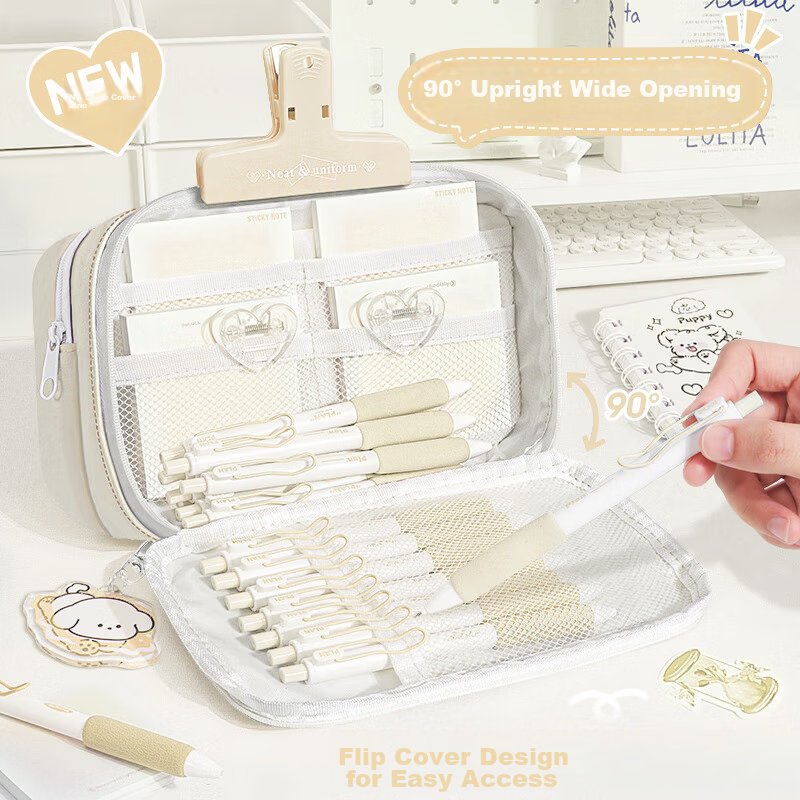 Meijiwan Large Capacity Transparent Pencil Case Stationery Box for Elementary and Middle School Students High-Value INS Style Girls Back-to-School Gift Multi-Layer Storage Multifunctional Pencil Bag C 3