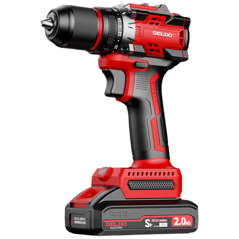 DELIXI ELECTRIC High Power Brushless Lithium Battery Cordless Drill Household Hardware Toolbox Electric Screwdriver Drill Set Combo
