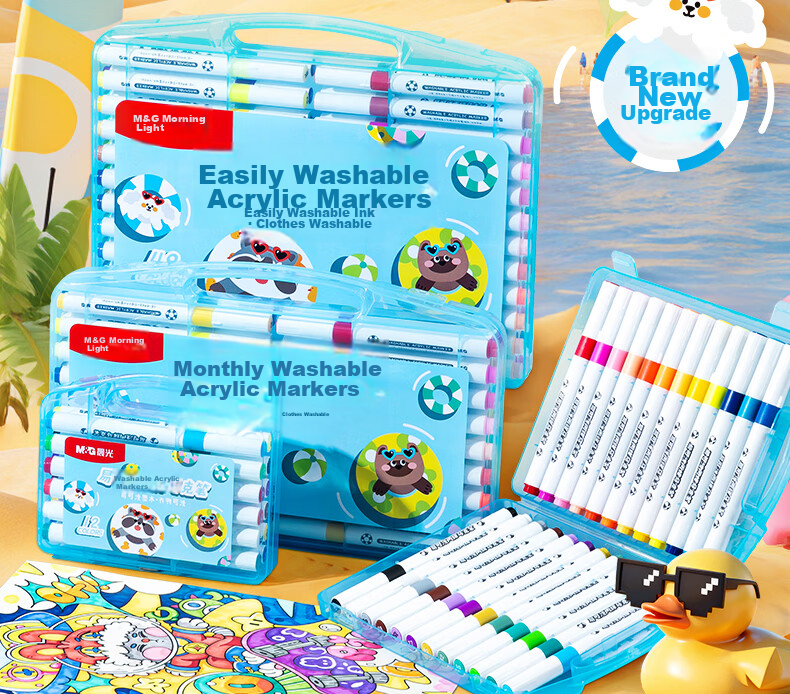 M&G 12-Color Washable Acrylic Markers for Kids Students Watercolor Pens Drawing Graffiti Birthday Graduation Gift APMT80L7 2