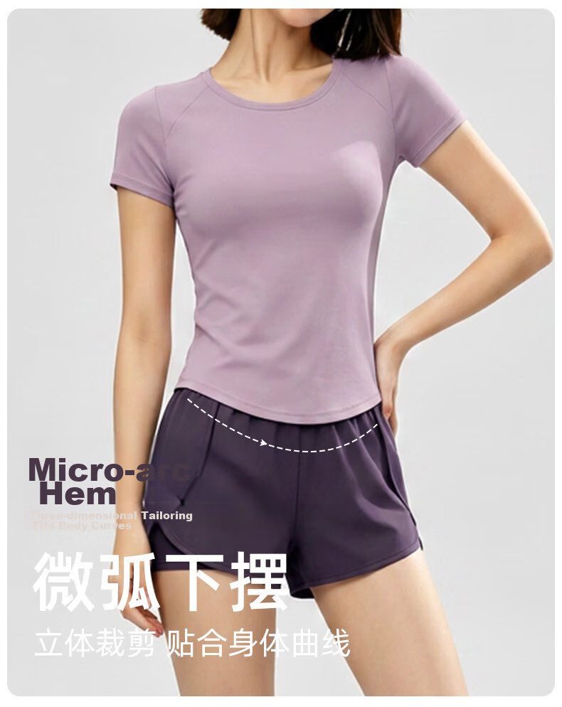 MULINSEN Women's Running Sports Set Yoga Wear Spring Summer Casual Fitness Pilates Short Sleeve Two-Piece Shorts Slim Fit 5