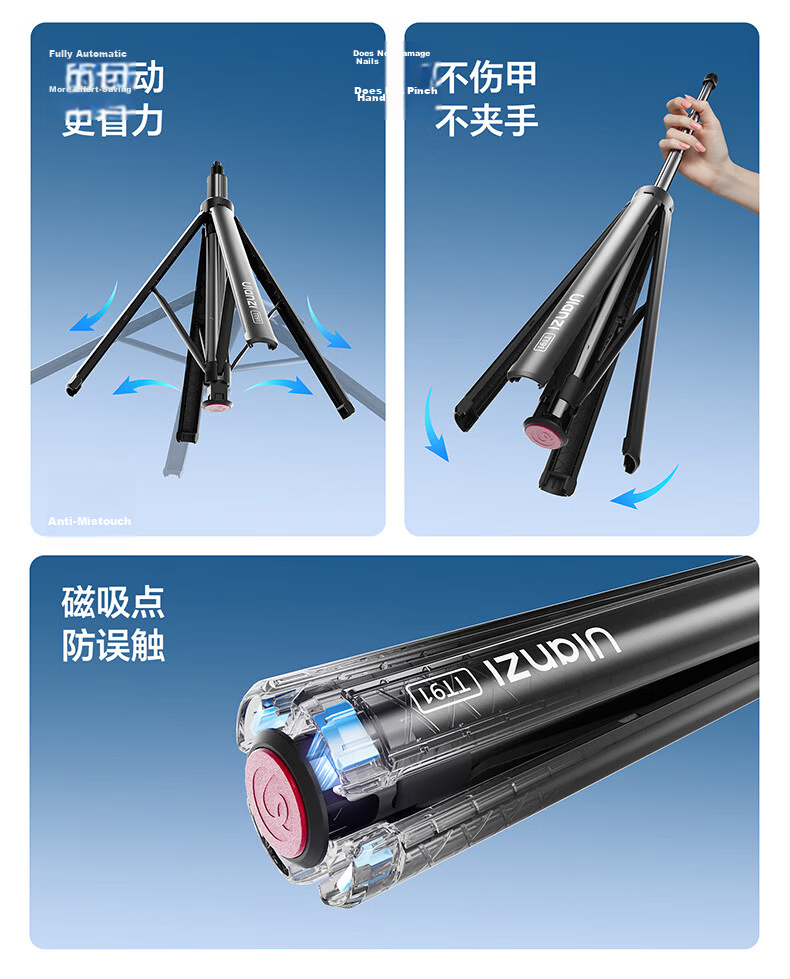Ulanzi TT91 One-Touch Folding Floor Tripod for DJI Pocket 3/4, Action 6/5 Pro/4 Extension Rod, Sports Camera Tripod, Handheld Selfie Stick 4