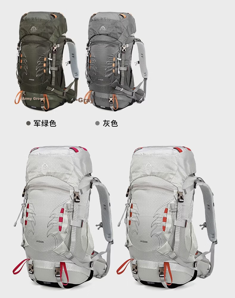AiWang Women's Oxford Cloth Hiking Backpack Men's Outdoor Suspension Load Heavy Duty Large Capacity Travel 35+5L Gray 16