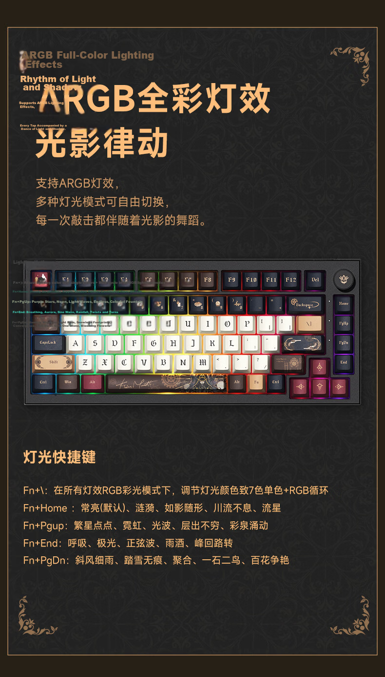 AKKO 5075 V5 Mysterious Master Collaboration, 75-Key Layout, Tri-Mode Wireless Mechanical Keyboard, 82 Keys, High Aesthetic Value, Laptop Office Keyboard, Bluetooth And Wired Gasket Structure 5