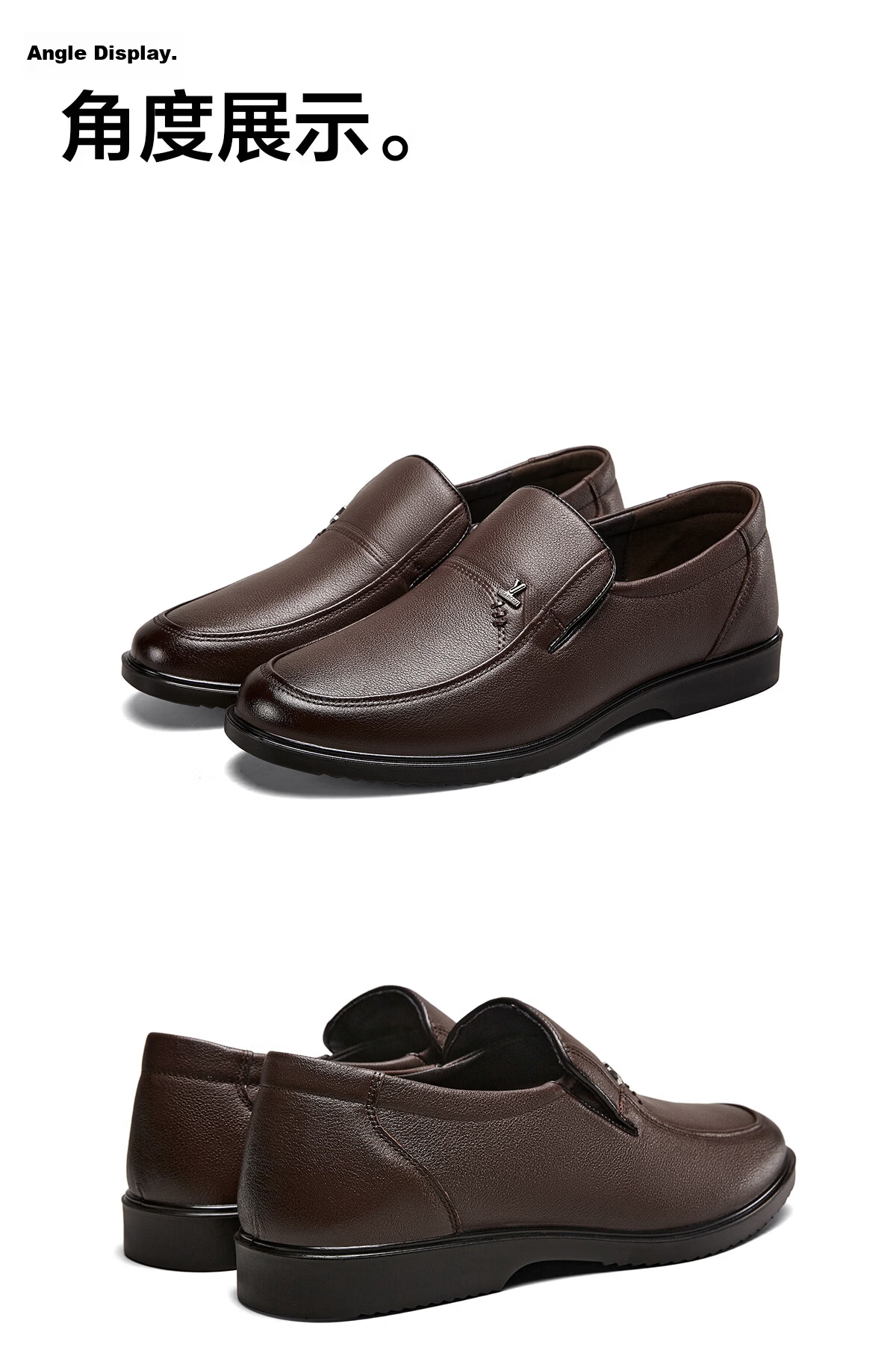 Eierkang Plus Size Men's Genuine Leather Business Formal Slip-On Comfortable Casual Dad Shoes 96361W Black 40 11