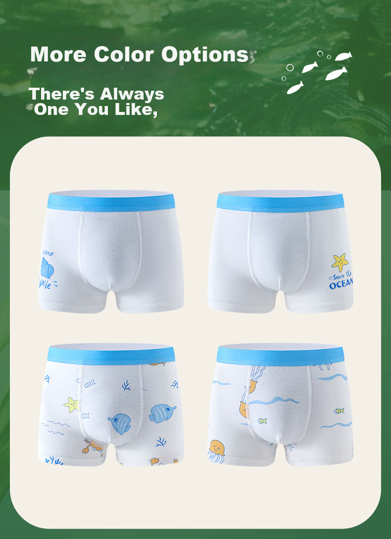 Ziyouxi Seaweed Antibacterial Kids Underwear Boys Pure Cotton Class A Full Cotton Toddler Underpants No Pinch 14