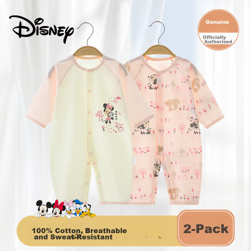 Disney 2-Piece Baby Summer Thin Newborn Romper Set A-Class Cotton Crawling Suit Full Moon Boys and Girls Sleepwear