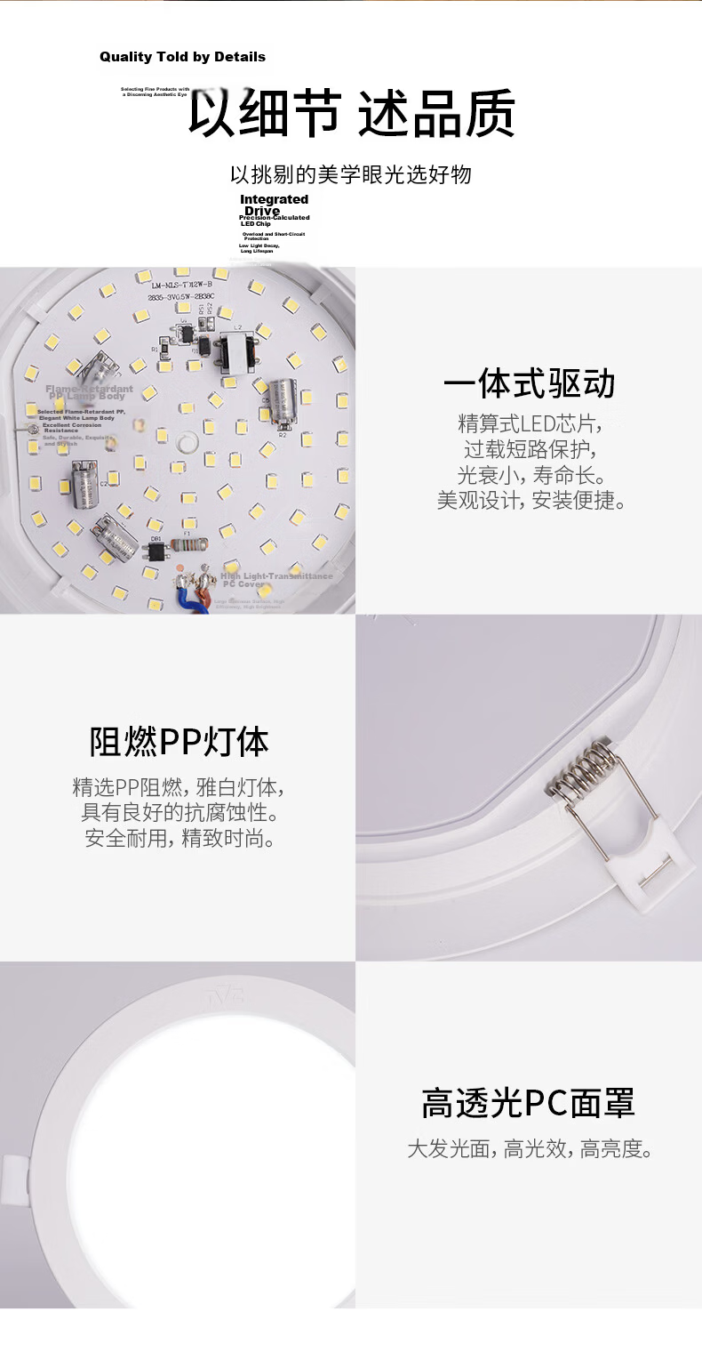 NVC LED Downlight Simple Ultra-thin High Brightness High Wattage Factory Ceiling Recessed Background Decorative Light 15W - Cool White 14
