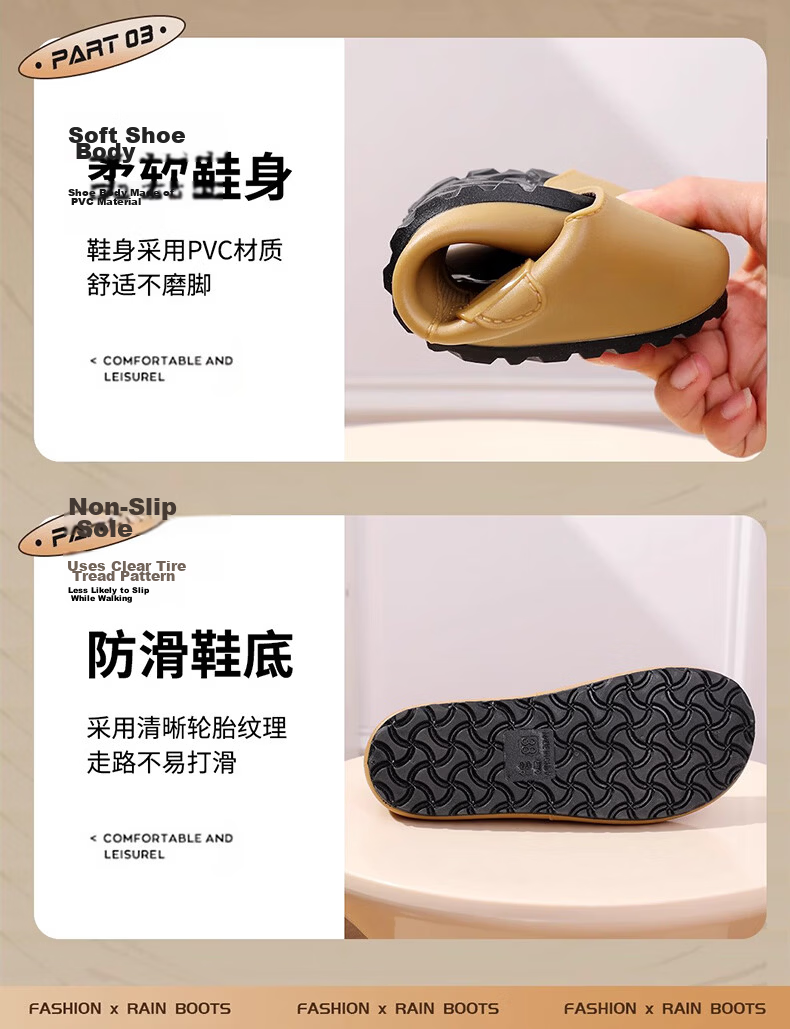 FOOTOPPO Women's Low-Cut Birkenstock Rain Shoes Non-Slip Fashionable Water Shoes Summer Short Waterproof Rubber Boots 7