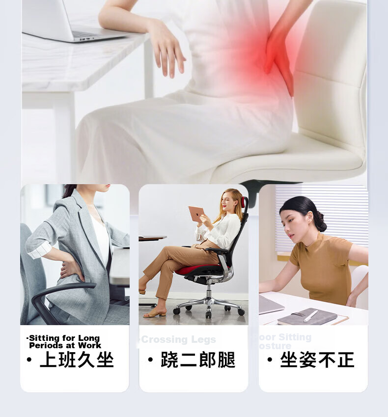 Zhunhang Lumbar Support Cushion Long Sitting Waist Pillow Backrest Office Chair Car Waist Pad Lumbar Support 5