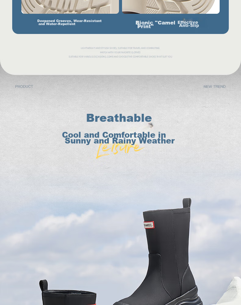 CAMEL Rainbow Rain Boots Women Lightweight Outdoor Casual Short Boots L25W577027 Red Size 38 18