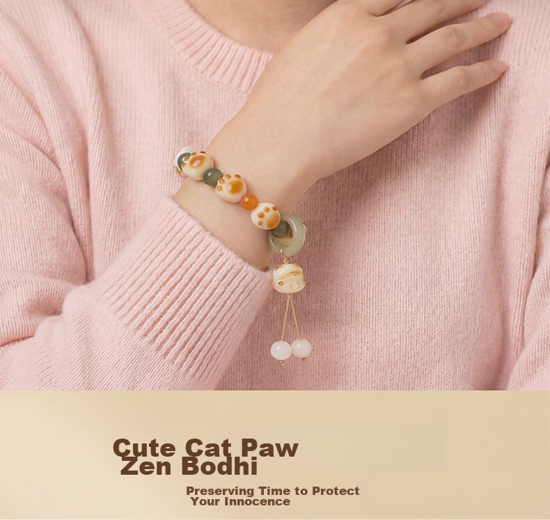 Chunqian Cat Bodhi Multi-Gem Bracelet for Women, Birthday Gift for Girlfriend Or Wife on May 20, Cute Ladies' Beaded Bracelet 12