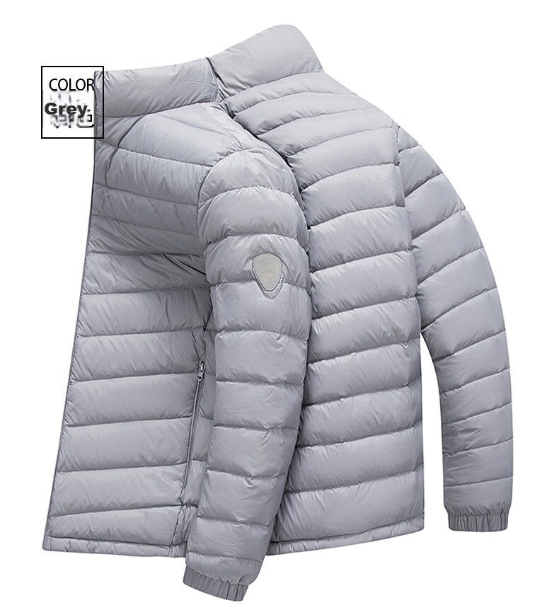 ROMON Men's Lightweight Down Jacket, Stand Collar, Short Style, Autumn New Fashion, Versatile Warm Inner and Outer Wear, Gray, Size 185 17