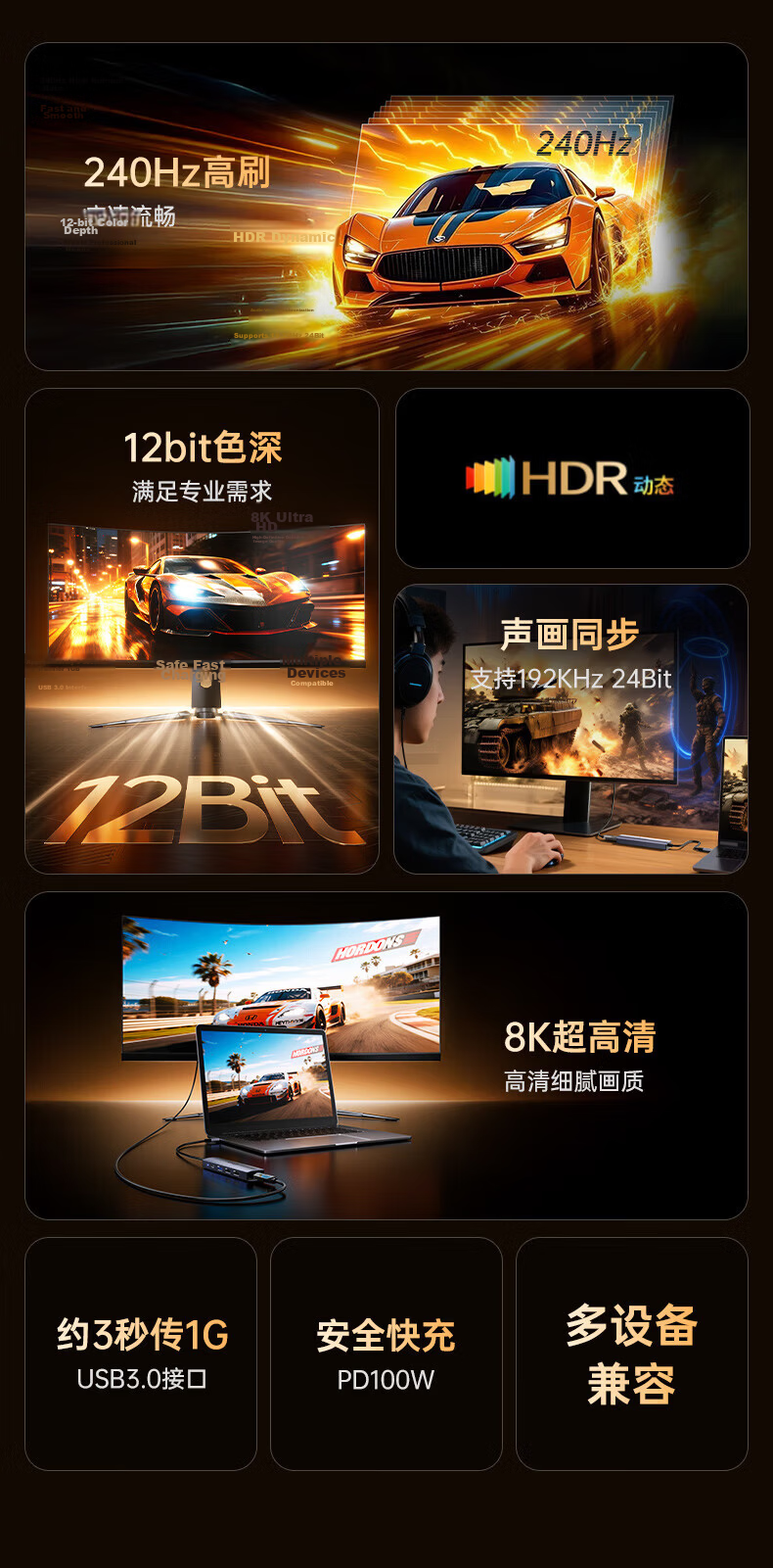 BIAZE Switch 2 Portable Dock NS2 Expansion Dock OLED Screen Casting HDMI Adapter TV Connection Projector Converter Direct Display Monitor Expansion Charging Accessory 3
