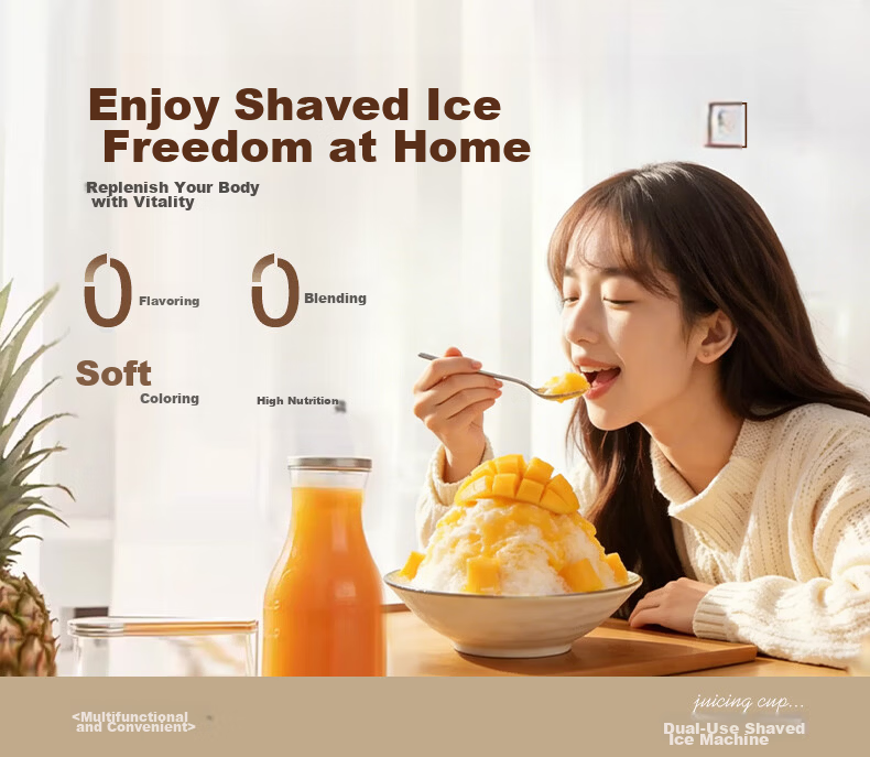 Meizhikou Ice Shaver, Home And Street Vending Automatic Snow Cone Machine, Multifunctional Electric Ice Crusher, Adjustable Coarse And Fine Settings, Soft Serve Machine 4