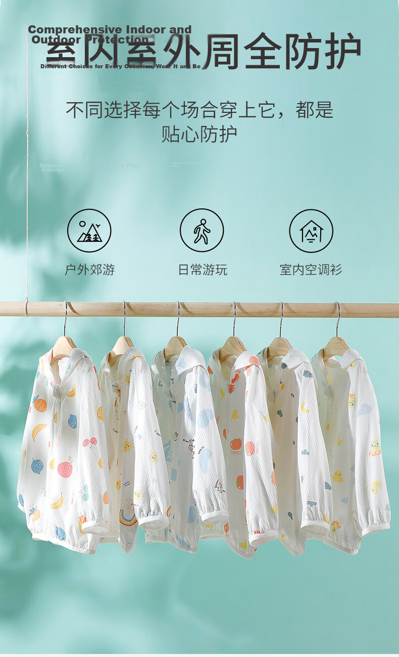 Yishuanger Baby Sun Protection Clothing, Summer Thin Ice Silk Air Conditioning Shirt for Boys And Girls, White with Strawberry Pattern, Size 130 2