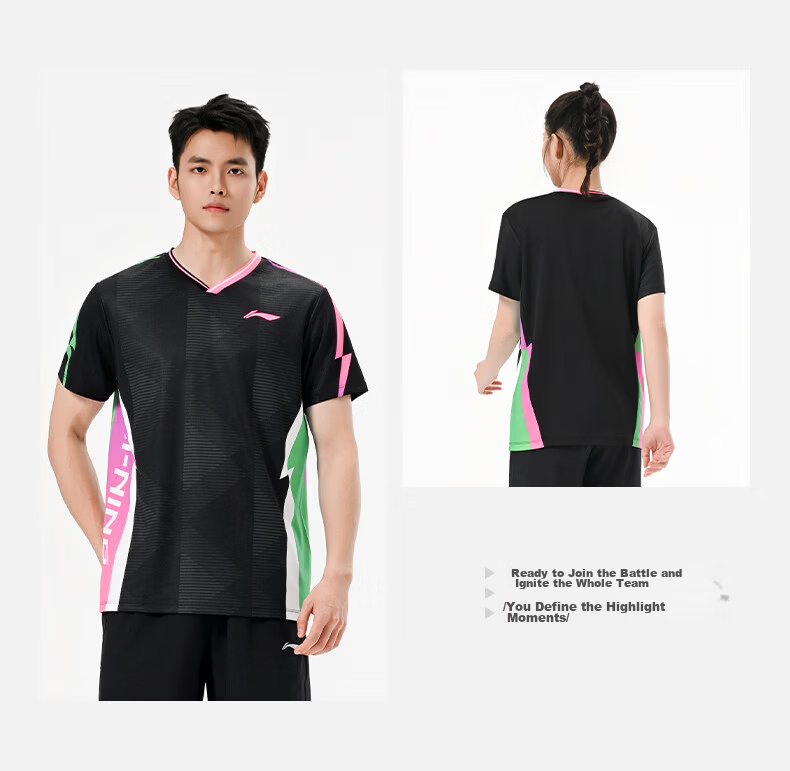 LI-NING Badminton Shirt Unisex Club Series Short Sleeve Competition Jersey Sportswear White XL 14