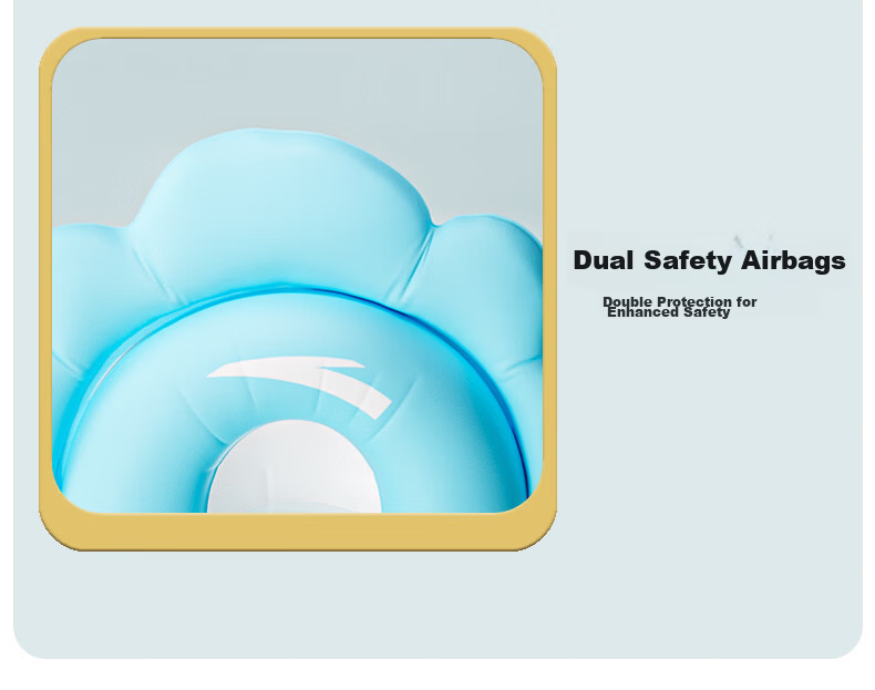 ANTA Inflatable Kids Swim Ring Underarm Float Portable Anti-Tip Thickened Beginner Swimming Aid Blue 12