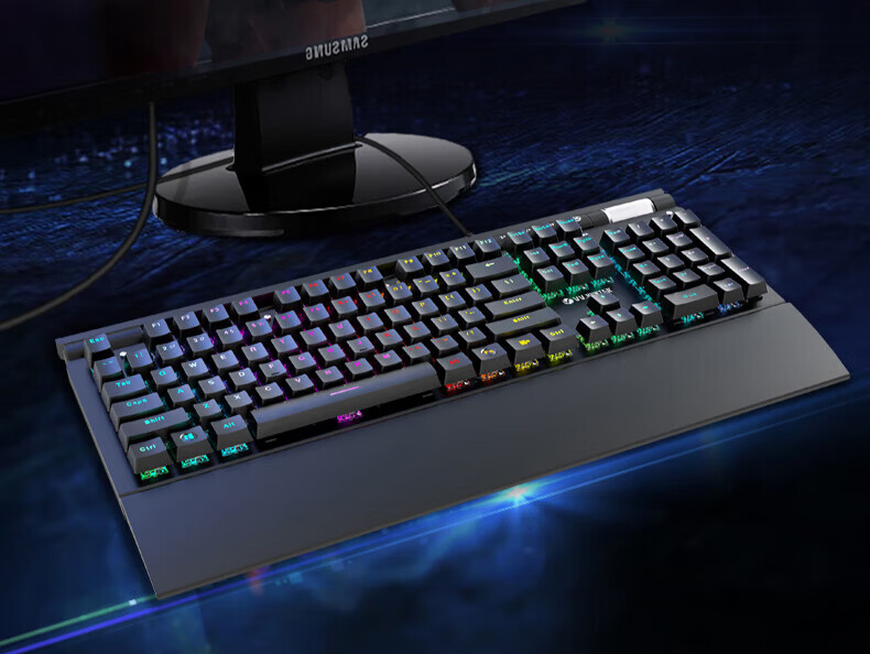 Western Hunter V100S Mechanical Keyboard 104-Key Full Anti-Ghosting Gaming Custom Wired Keyboard with Macro Programming and Wrist Rest 17