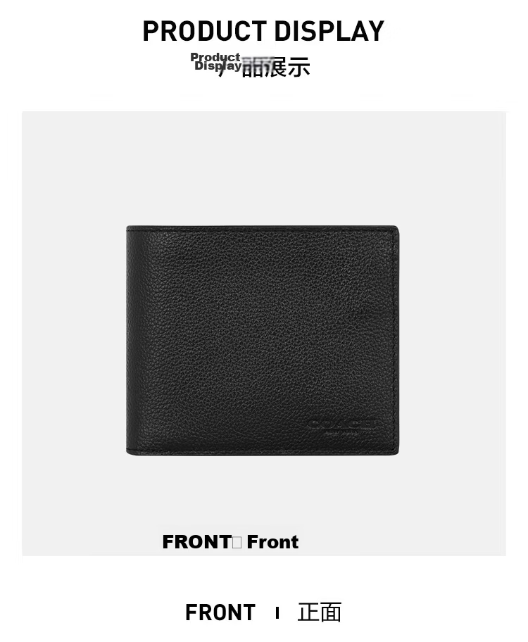 COACH Men's Short Folding Leather Wallet Card Holder Black CR911 Gift 2