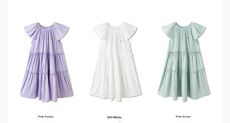 Balabala Girls Dress Children's Dress 2026 New Summer Big Kids Princess Dress Sweet Small Flutter Sleeve Ruffle 15
