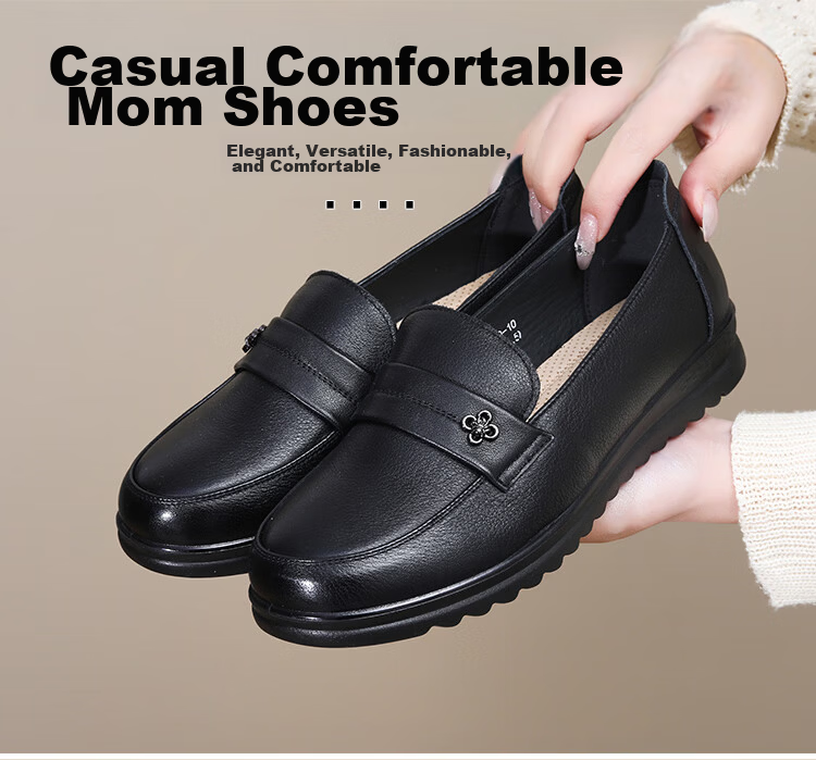 Spider King Women's Loafers Fashion Casual Leather Shoes Comfortable Mom Shoes 09F460 Black Size 38 1