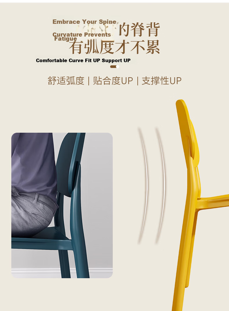 Chibilun Dining Chair Leisure Back Plastic Stool Office Chair Home Desk Chair Study Makeup Chair Computer Chair Set of 2 5