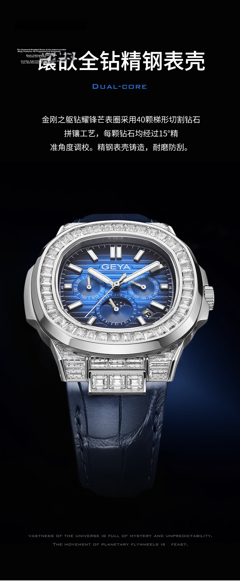 GEYA Luxury Mechanical Men's Watch with Diamond Accents, Dual Calendar, Luminous Hands – Birthday Gift for Men 5