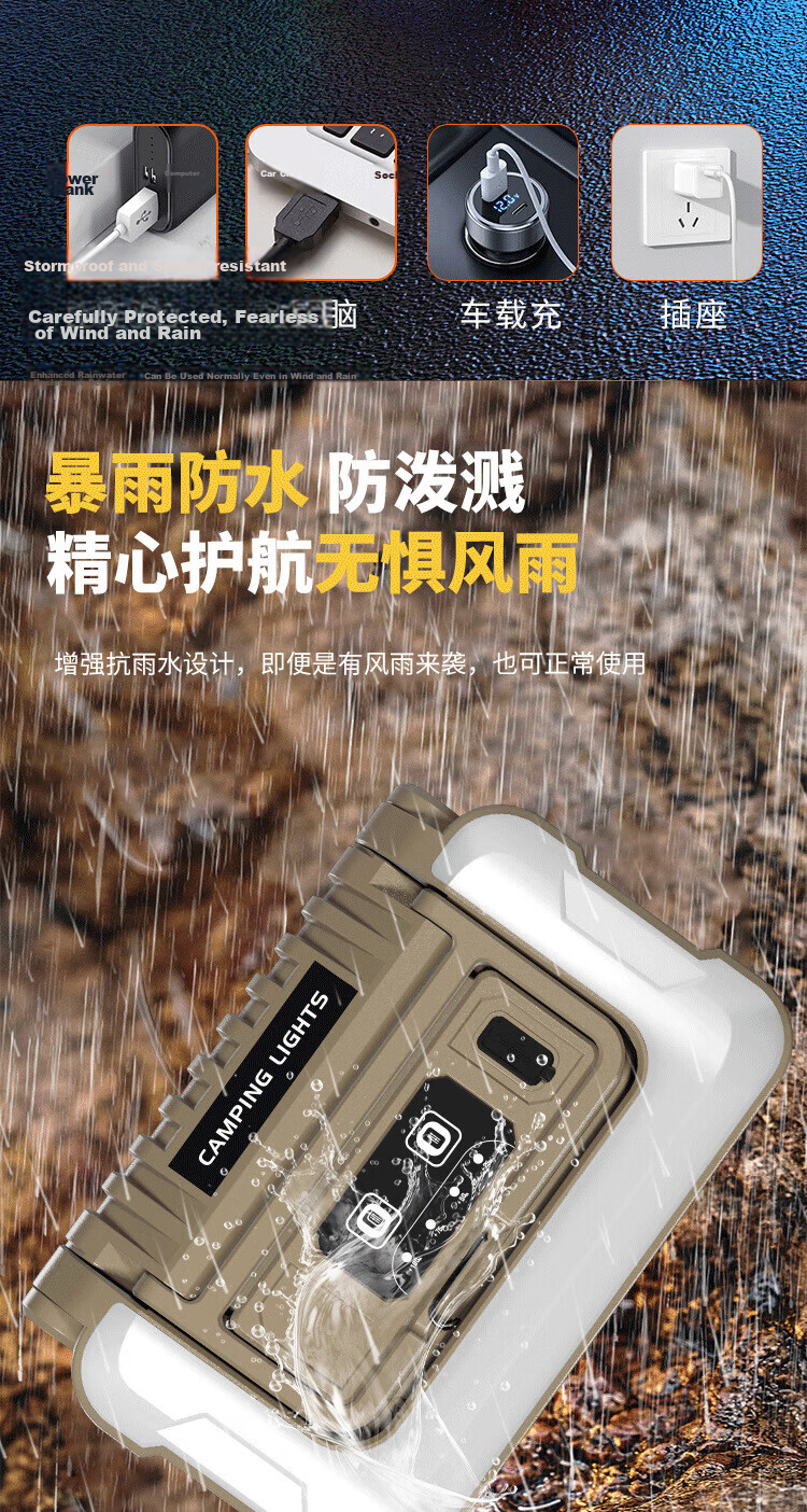 Cavalry Home Emergency Light Rechargeable Folding Hook Camping Lamp Single Light with Bracket for Night Market Work Auto Repair Inspection 17