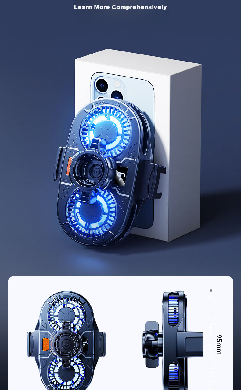 JIAHUACAI AI Dual-Core Temperature Control Mobile Phone Cooler Semiconductor Cooling Device Silent Fan Ice Clip Gaming King PUBG Accessory 17