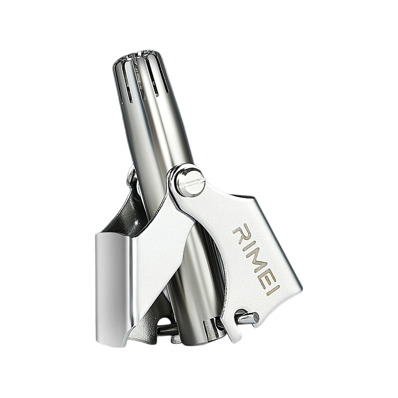 Jindarimei Mechanical Semi-Automatic Stainless Steel Nose Hair Trimmer for Men, Waterproof Manual Round-Head Nose Hair Clipper Tool