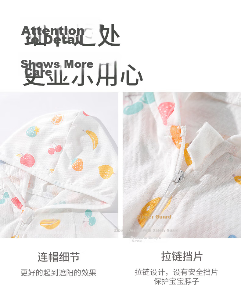 Yishuanger Baby Sun Protection Clothing, Summer Thin Ice Silk Air Conditioning Shirt for Boys And Girls, White with Strawberry Pattern, Size 130 15