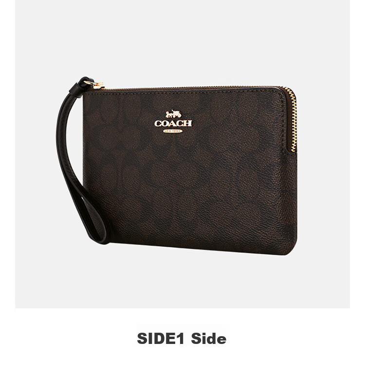 COACH Women's Small Wristlet Wallet Deep Brown with Black CZ277 Gift 4