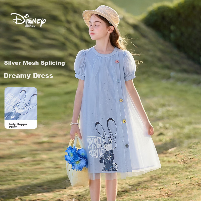 Disney Girls Summer Dress 2026 New Stylish Princess Dress Children's Baby Summer Clothing
