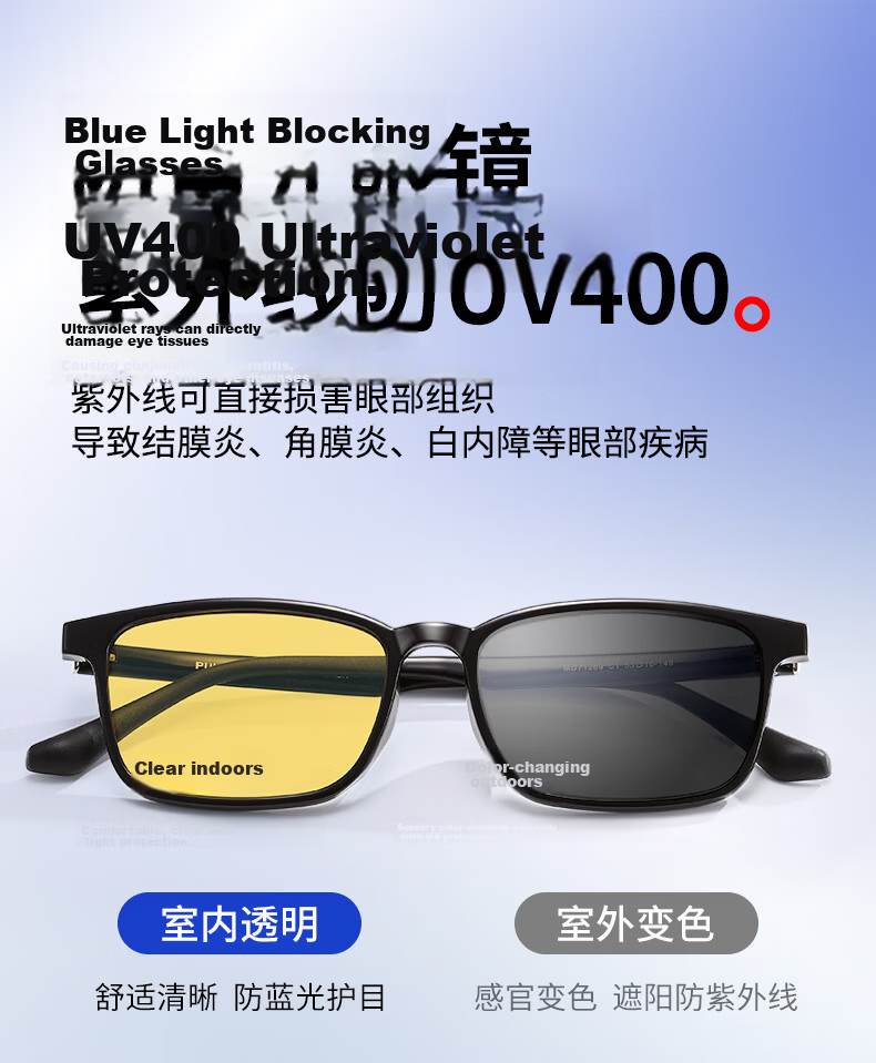 Pulais German Imported Professional Blue Light Blocking Glasses Anti-Fatigue Computer Glasses 99% Gaming Office Protective Eyewear 25