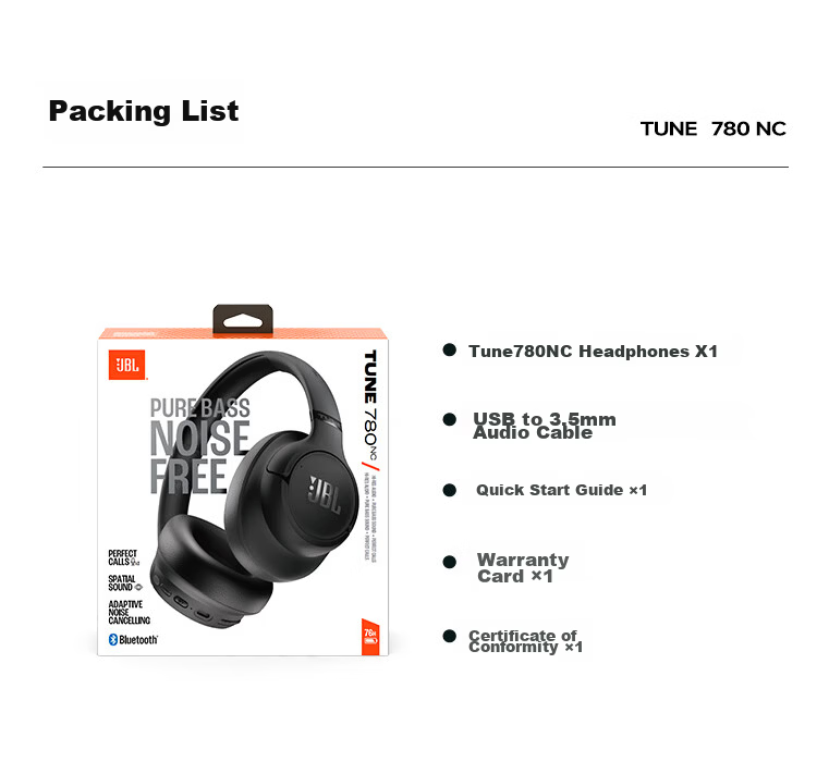 JBL TUNE 780NC Over-Ear Bluetooth Headphones Active Noise Cancelling Wireless Earphones Compatible with Huawei Apple Xiaomi Gift Recommendation Mocha Color 17