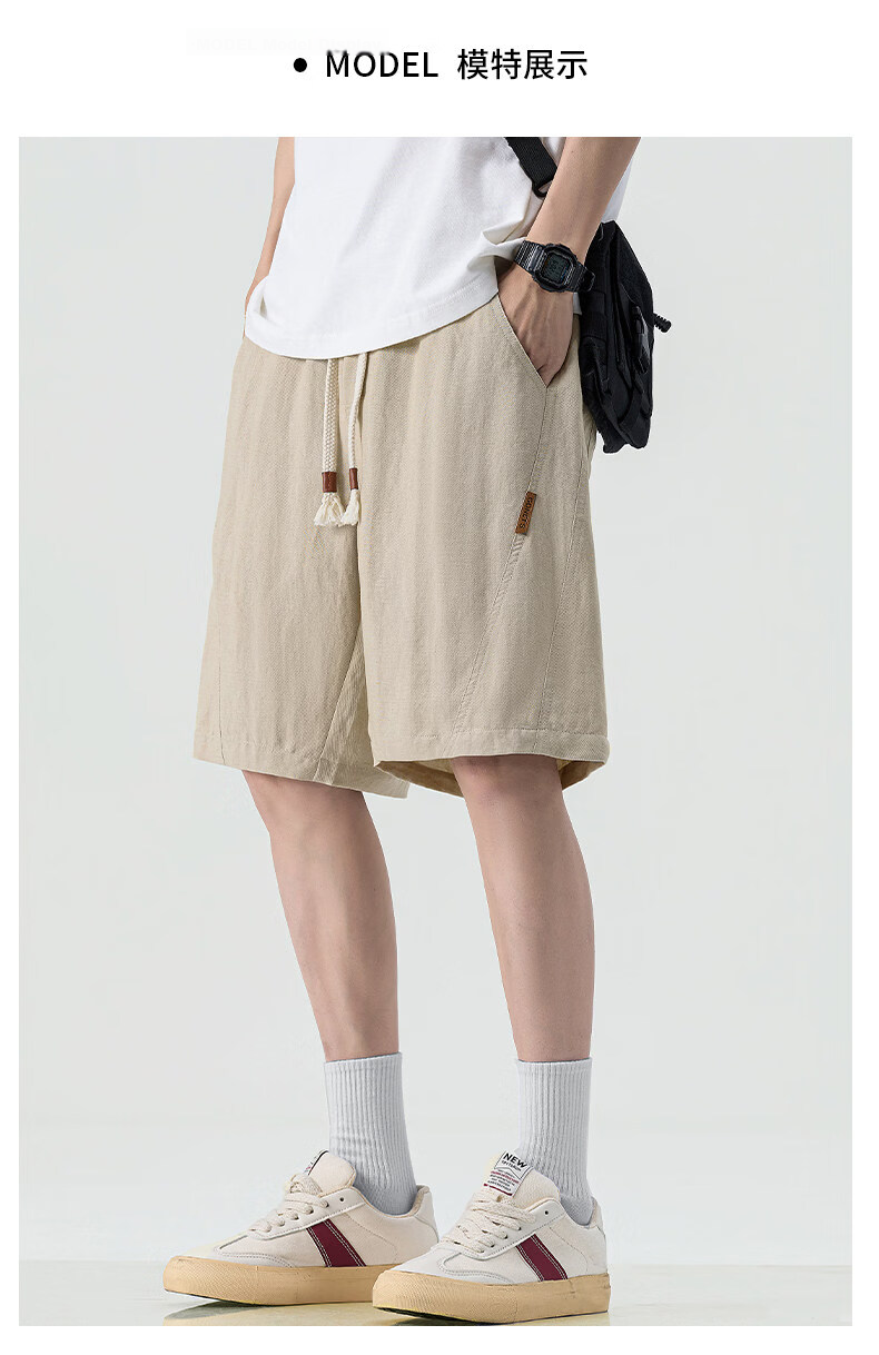 ROMON Tencel Linen Men's Summer Thin Casual Sports Quick-Dry Cooling Shorts Gray 2XL 6
