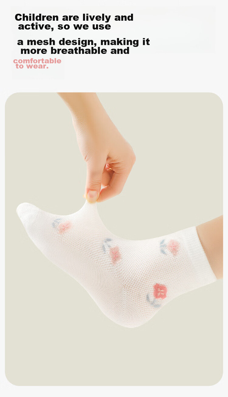 Langsha Summer Thin Girls' Socks Children's 2026 New Breathable Mesh Cotton Socks for Baby and Older Girls 5