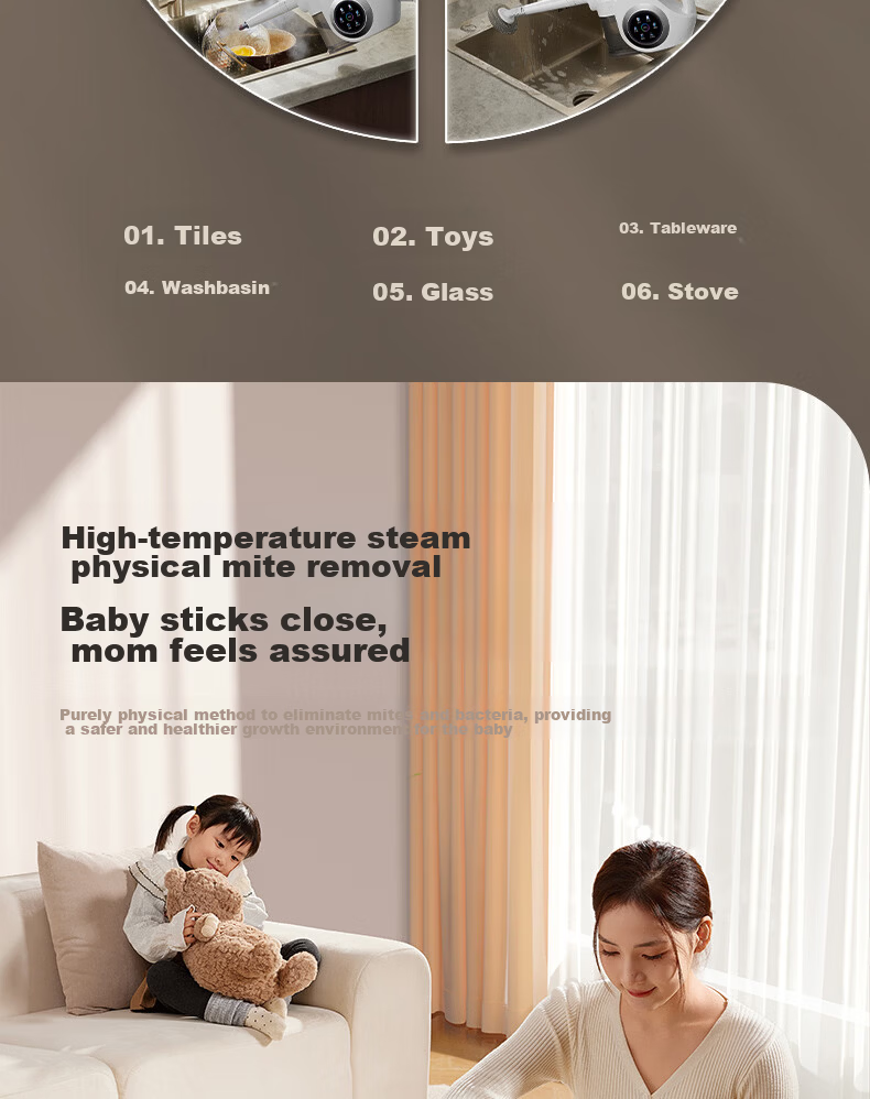 Supor Steam Cleaner [6-Speed Intelligent Mode] Multifunctional High-Pressure Washer Vacuum and Wash Integrated Air Conditioner Kitchen Range Hood Whole House Cleaning EMC-S200 13