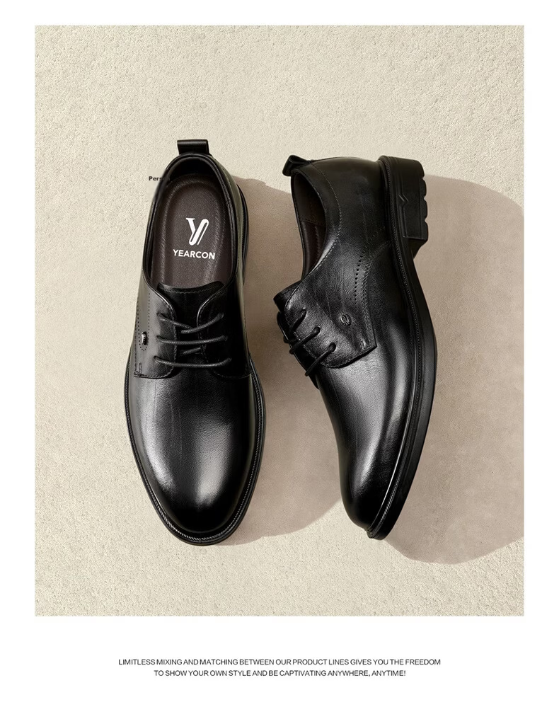 Eierkang Men's Business Formal Shoes Comfortable Commuter Single Shoes Groom Wedding Shoes 63129W Black Size 45 53