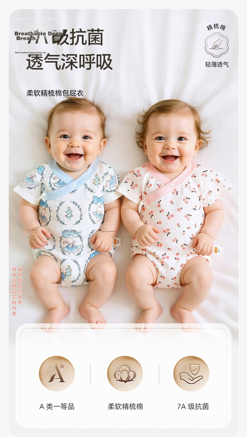 Babyprints Baby Romper, Newborn Short-Sleeve Bodysuit, Pure Cotton Triangle Onesie, Thin Underwear, Breathable, Yellow, Size 59 1