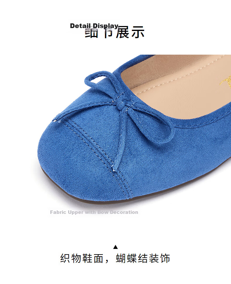 Hotwind Women's Flat Shallow Mouth Square Toe Bow Casual Solid Color Versatile Shoes Spring Autumn New Model 16