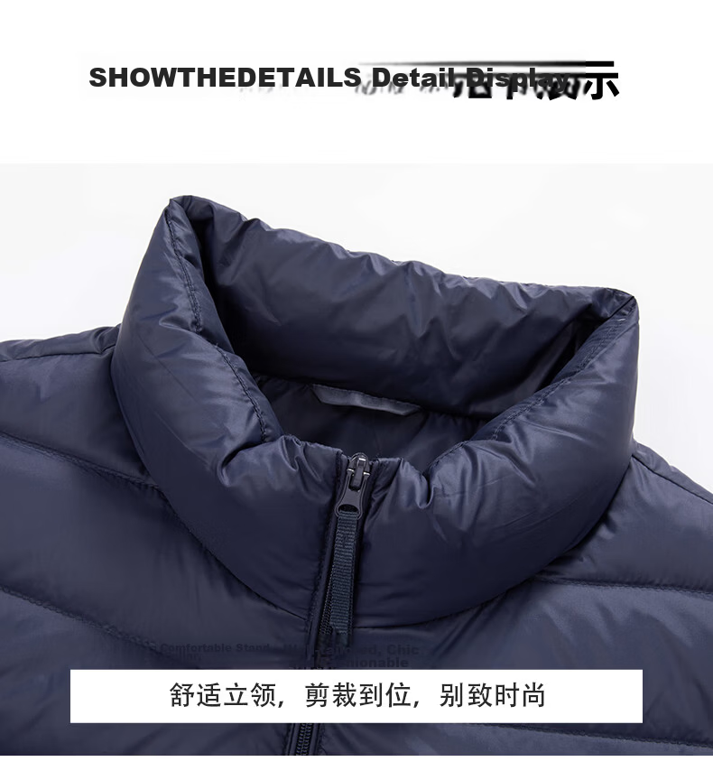 ROMON Men's Lightweight Down Jacket, Stand Collar, Short Style, Autumn New Fashion, Versatile Warm Inner and Outer Wear, Gray, Size 185 20
