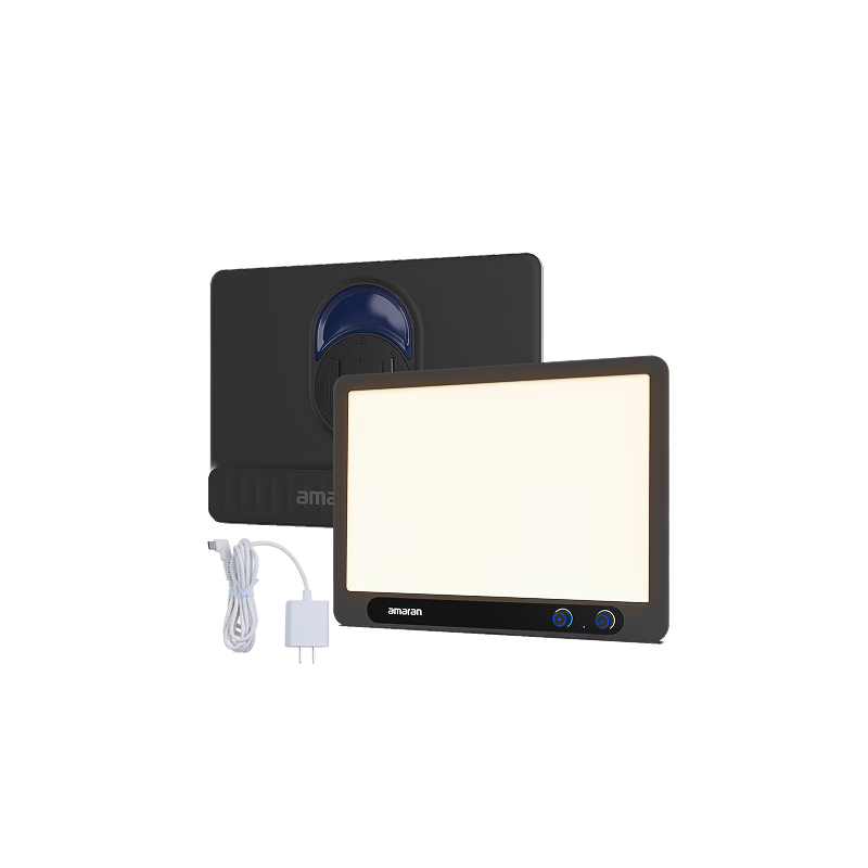 AMARAN Aituoshi Fill Light, Verge Photography Studio Indoor Outdoor Portable Light, Live Streaming Room Beauty Desktop Dual Color Temperature Flat Panel Light, Charcoal Gray Standard Versio