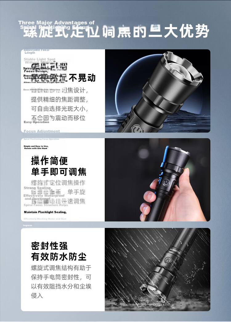 KLARUS EP12 High-Power Zoomable Flashlight Waterproof Rechargeable Outdoor Camping Patrol Home Use Insect Catching 9