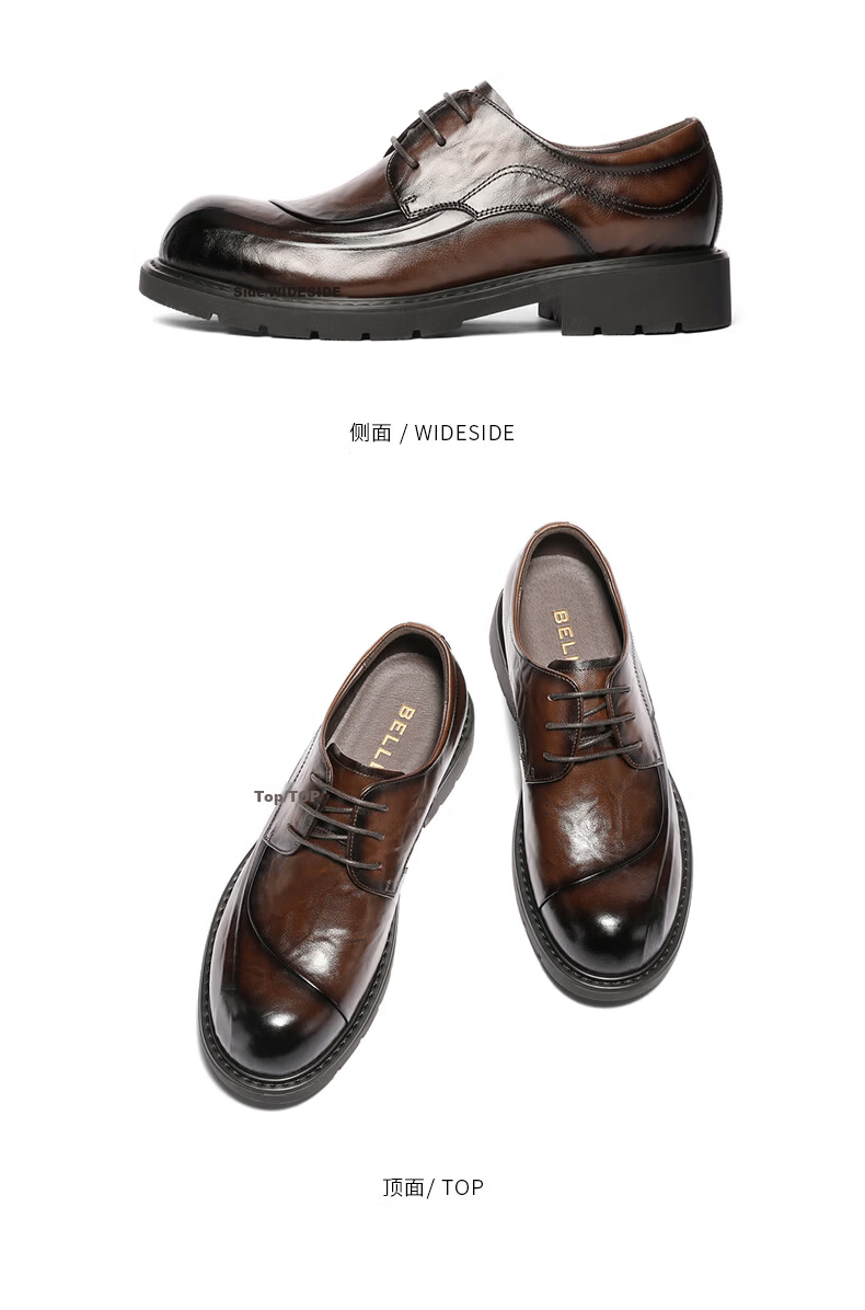 Belle Qixi Gift Zhang Linghe Same Style Business Leather Shoes Men 2026 Spring Summer Commuter Thick Sole Casual Shoes A2274 Black 38 11