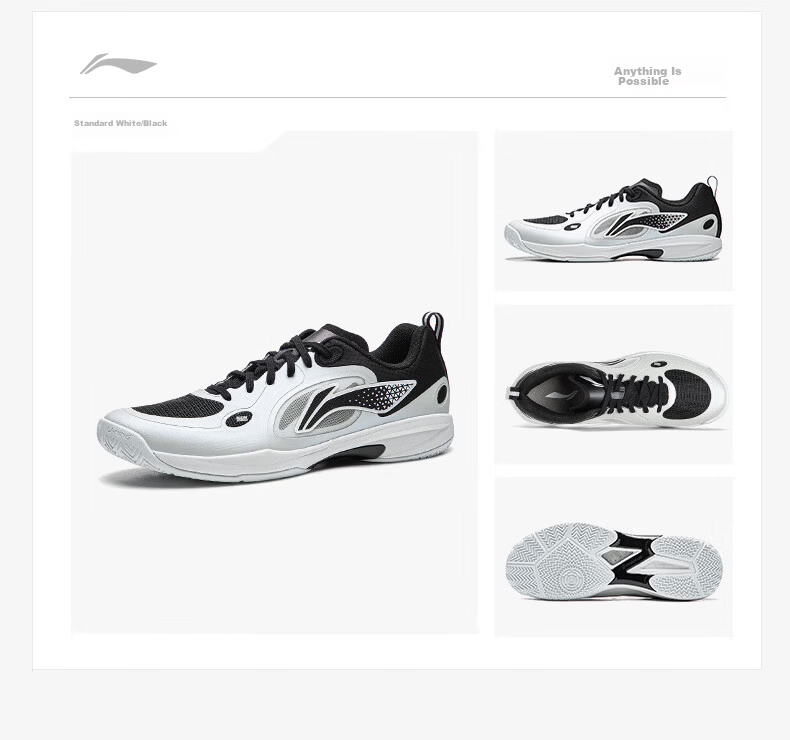 LI-NING Professional Table Tennis Shoes Qilin LIGHT 2.0 Training Competition Sports Shoes Standard White/Black Size 38 9