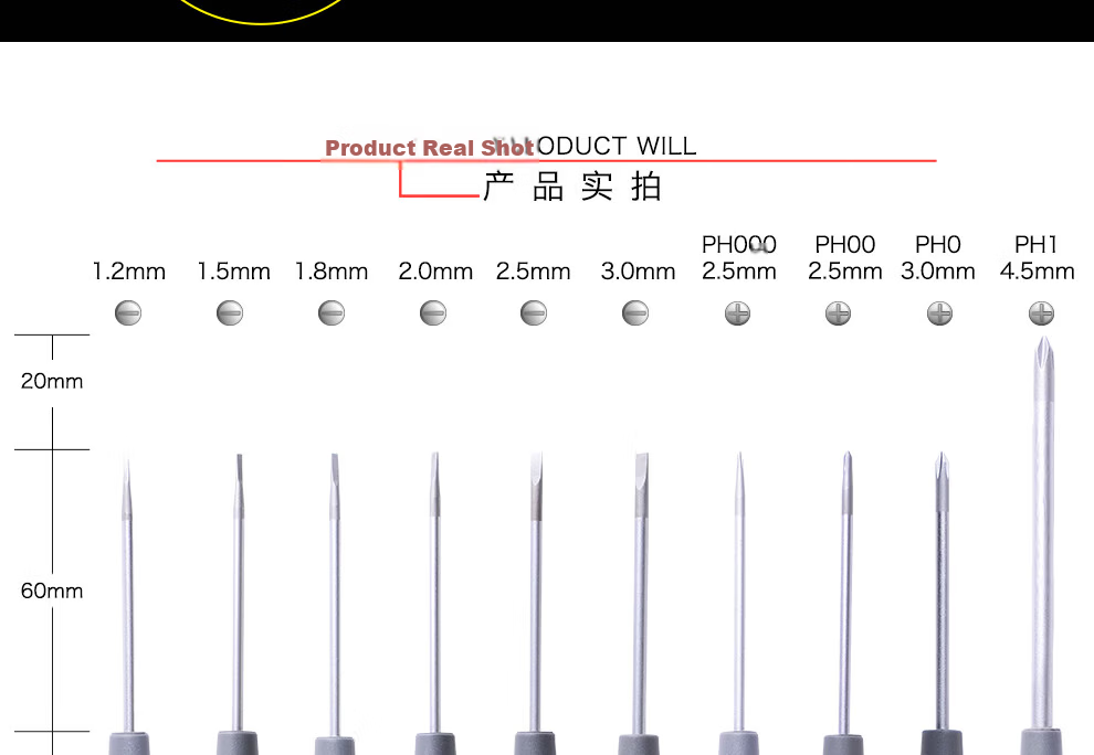 RUBICON Imported Precision Screwdriver REP-S25 2.5x60mm Flathead for Mobile Phones, Computers, and Watches 16